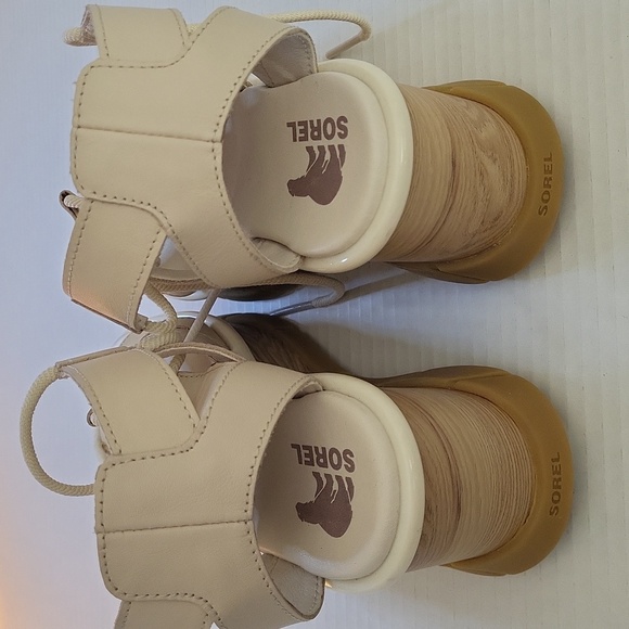 SOREL Joanie III Lace Wedge Sandals – Chalk Leather – Size 6.5 - Picture 6 of 7